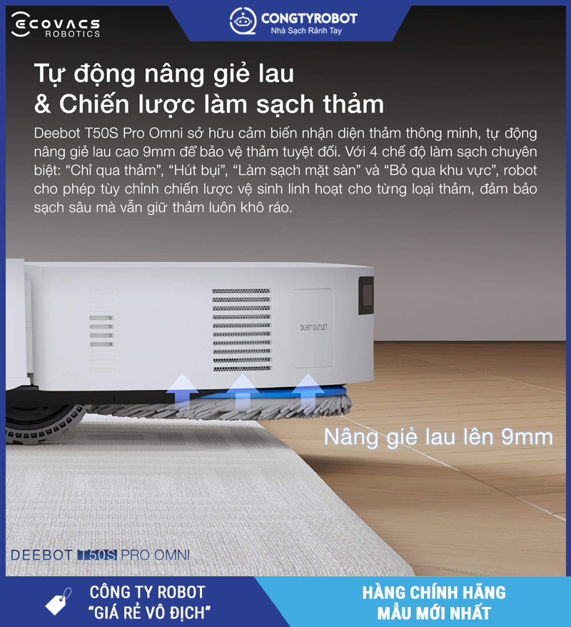 Ecovacs T50S Pro Omni Trắng/Đen - Robot hút bụi lau nhà