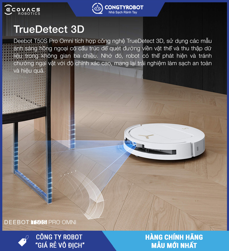Ecovacs T50S Pro Omni Trắng/Đen - Robot hút bụi lau nhà