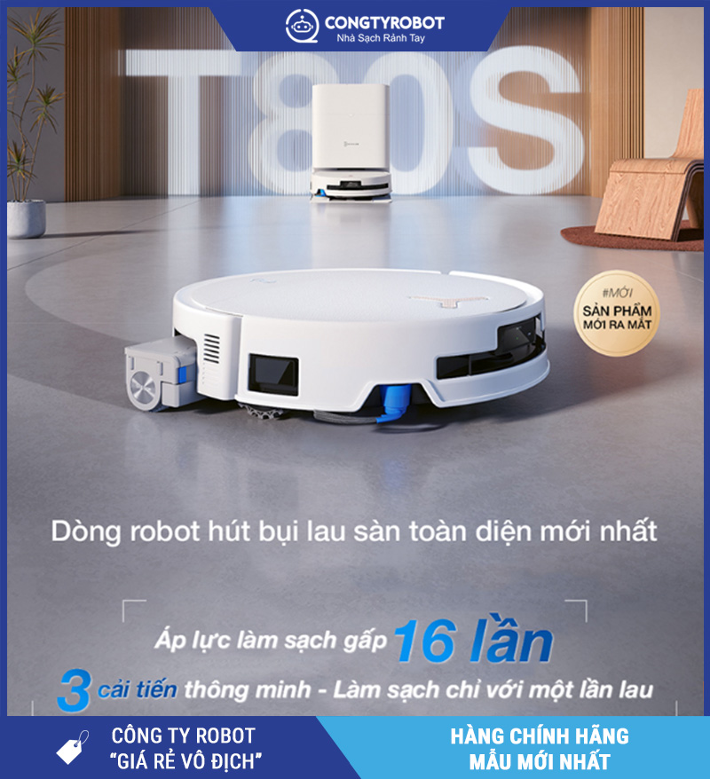 Ecovacs Deebot T80S Omni (Trắng/ Đen) - Robot Hút Bụi Lau Nhà