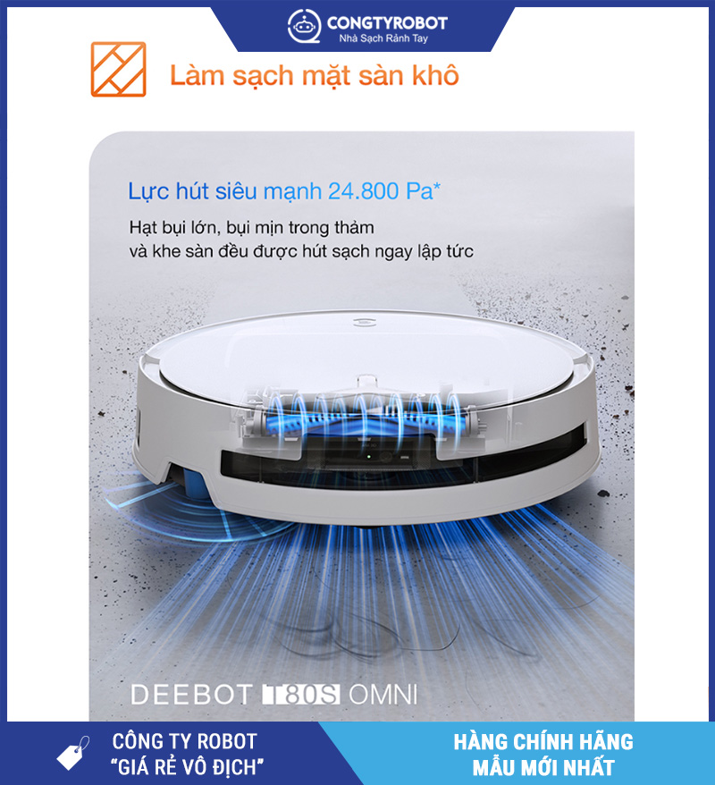 Ecovacs Deebot T80S Omni (Trắng/ Đen) - Robot Hút Bụi Lau Nhà