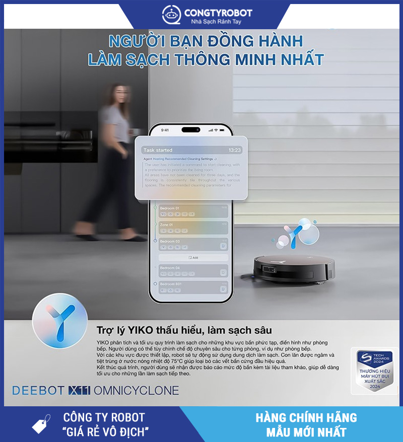 Ecovacs X11 OmniCylone 2026 - Robot Hút Bụi Lau Nhà Thông Minh