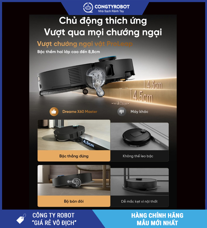 Dreame X60 Master Đen - Robot Hút Bụi Lau Nhà