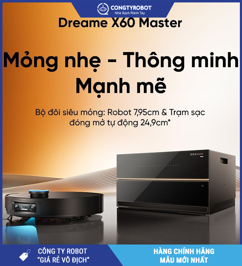Dreame X60 Master Đen - Robot Hút Bụi Lau Nhà