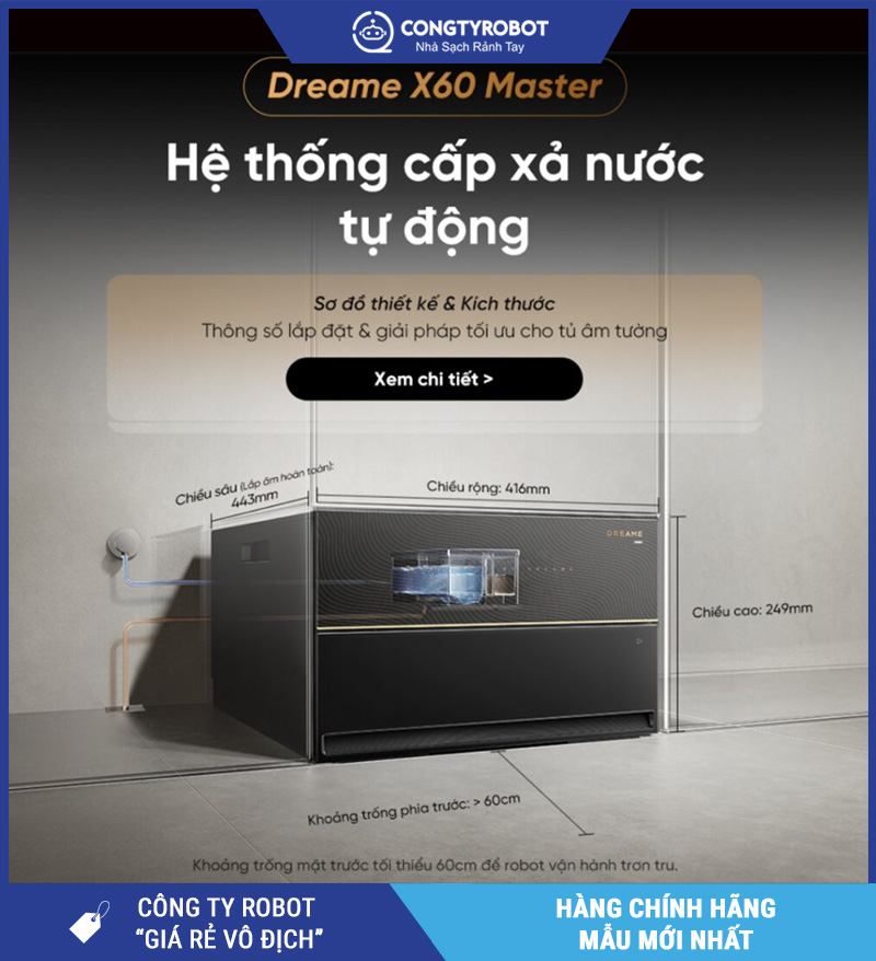 Dreame X60 Master Đen - Robot Hút Bụi Lau Nhà