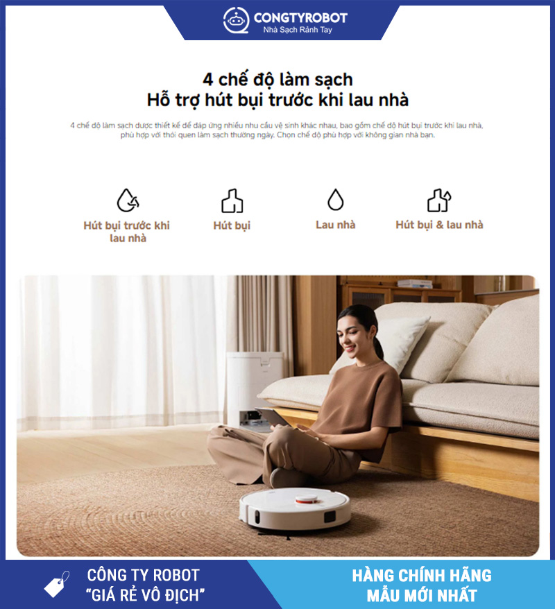 Xiaomi H50 Trắng - Robot Hút Bụi Lau Nhà Thông Minh