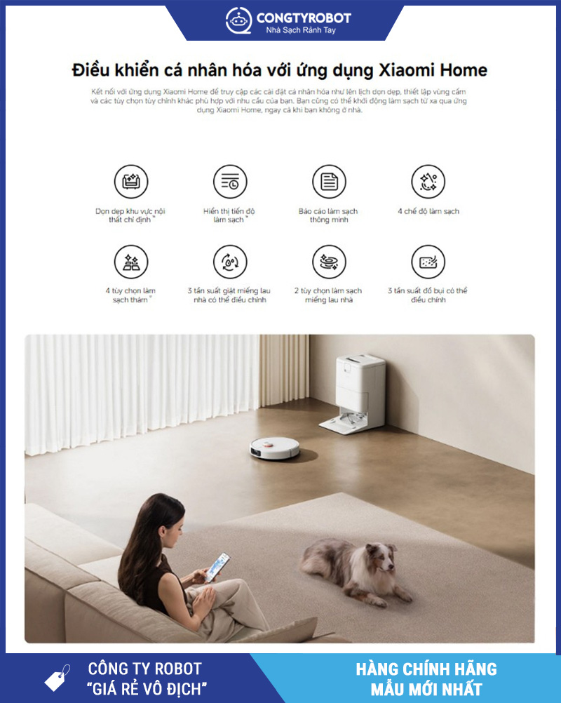 Xiaomi H50 Pro Trắng - Robot Hút Bụi Lau Nhà Thông Minh