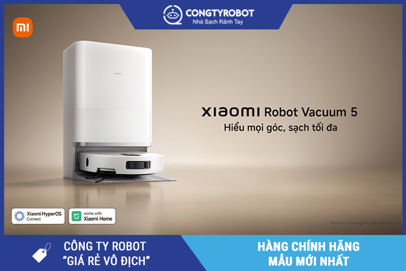 Robot hút bụi lau nhà Xiaomi Vacuum 5 Trắng – Bản Quốc Tế