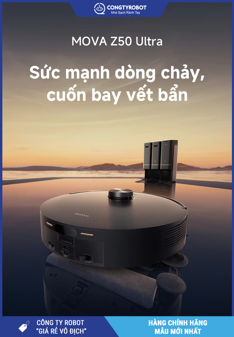 Mova Z50 Ultra Đen - Robot hút bụi lau nhà
