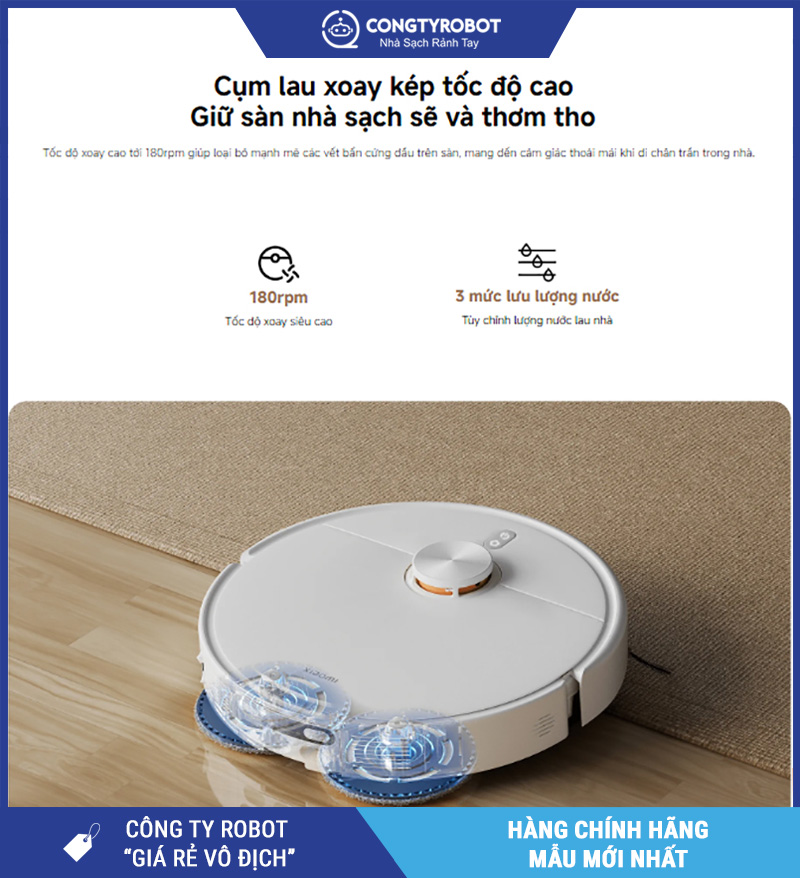 Xiaomi H50 Trắng - Robot Hút Bụi Lau Nhà Thông Minh
