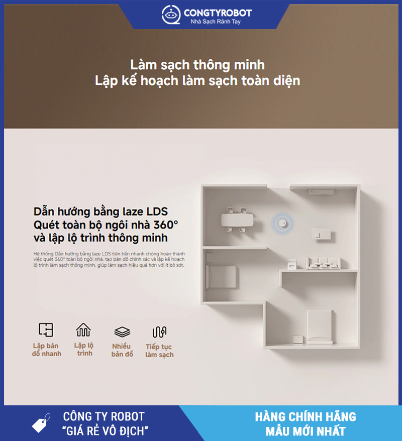 Xiaomi H50 Trắng - Robot Hút Bụi Lau Nhà Thông Minh