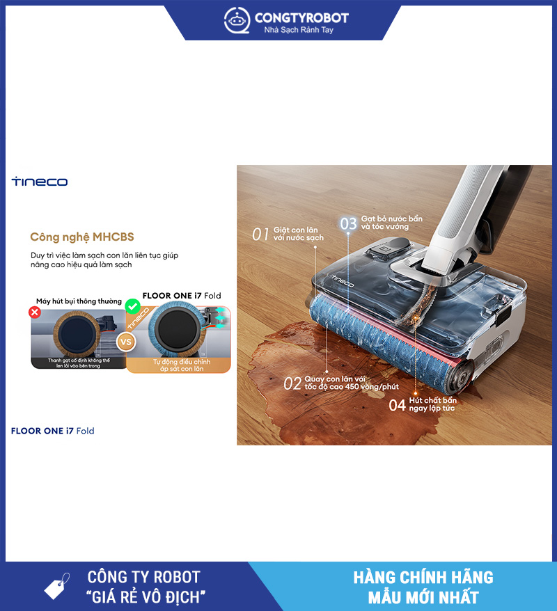 Tineco Floor One i7 Fold - Máy hút bụi lau nhà cầm tay