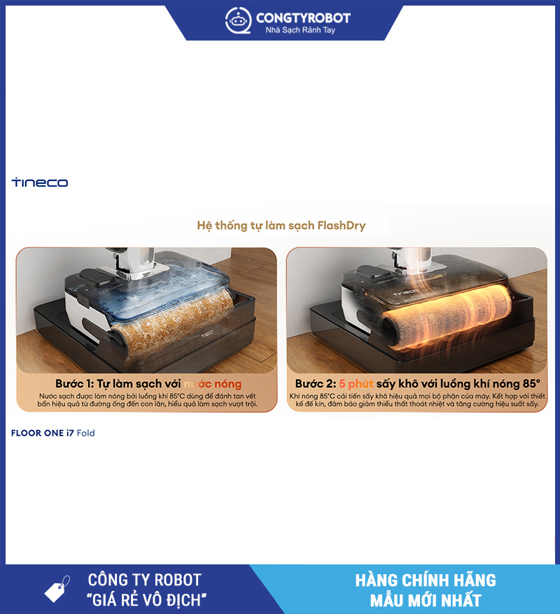 Tineco Floor One i7 Fold - Máy hút bụi lau nhà cầm tay