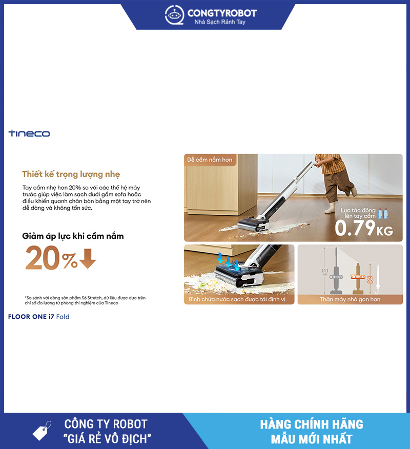 Tineco Floor One i7 Fold - Máy hút bụi lau nhà cầm tay