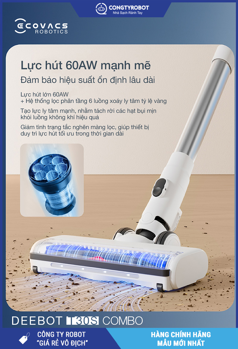 Ecovacs T30s Combo 2026 Trắng - Robot Hút Bụi Lau Nhà Thông Minh
