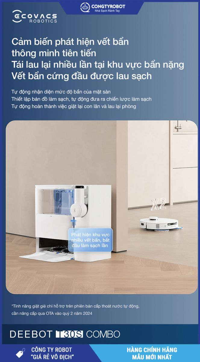 Ecovacs T30s Combo 2026 Trắng - Robot Hút Bụi Lau Nhà Thông Minh