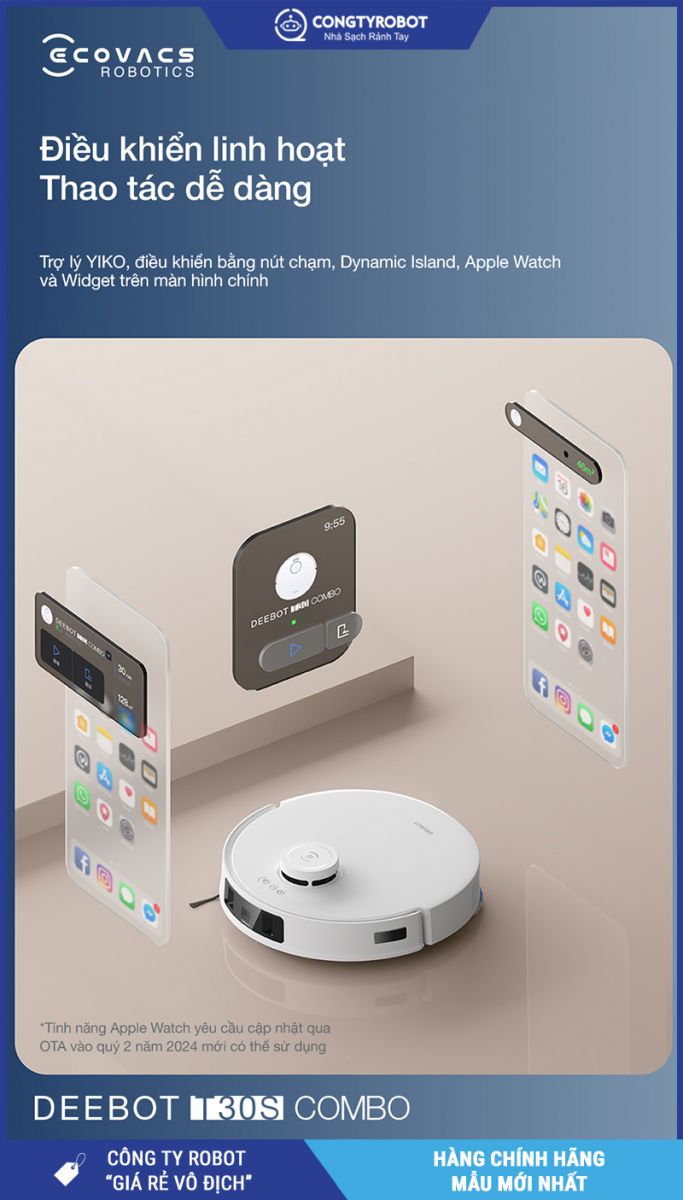 Ecovacs T30s Combo 2026 Trắng - Robot Hút Bụi Lau Nhà Thông Minh