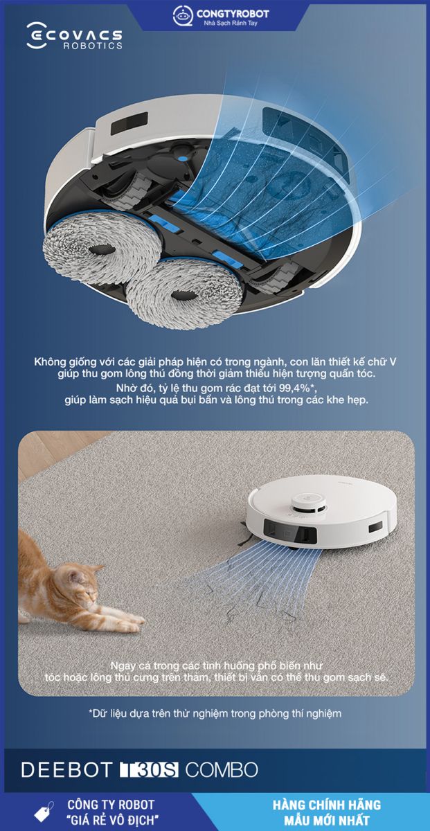 Ecovacs T30s Combo 2026 Trắng - Robot Hút Bụi Lau Nhà Thông Minh